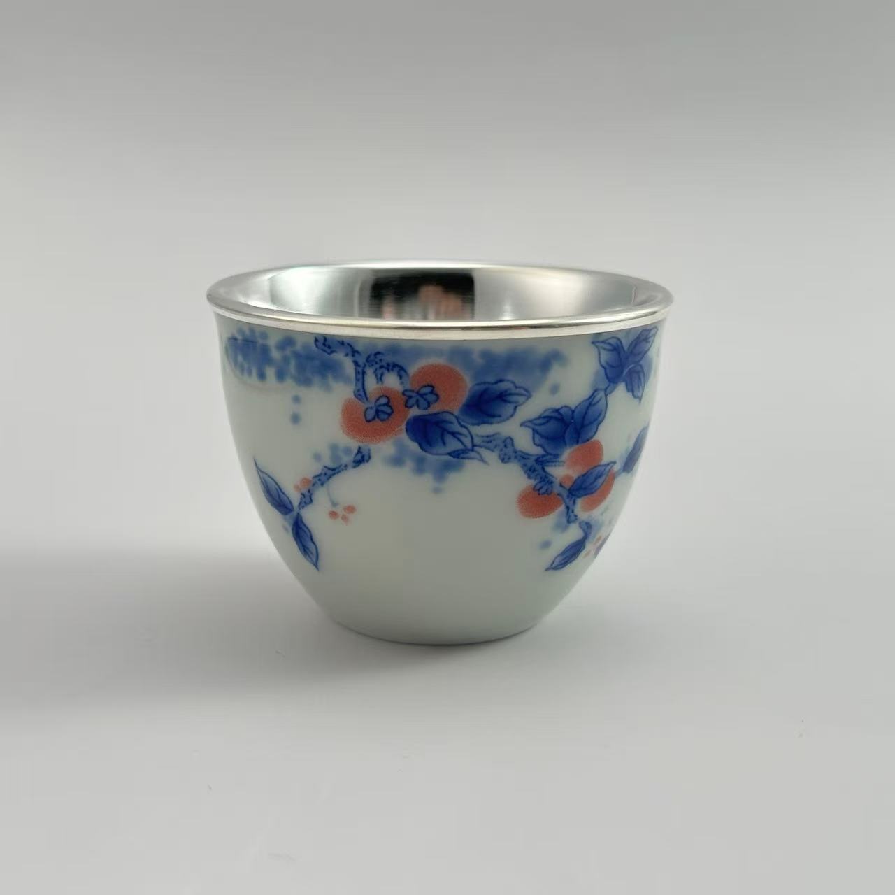 金大师足银999 手工银包瓷 主人杯 非遗手工艺品