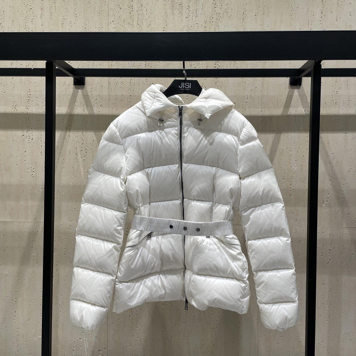 JISI 501系列中长连帽拉链修身羽绒服-YR23012