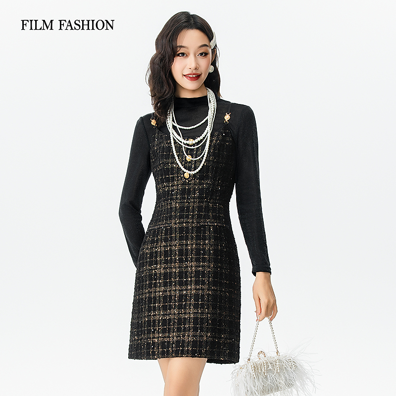 一电影一时装秋季气质休闲时尚女士吊带连衣裙（两件套）FFIL133452
