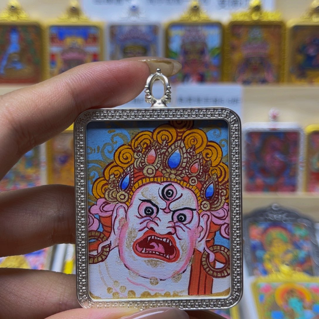 吊坠白财神纯手绘