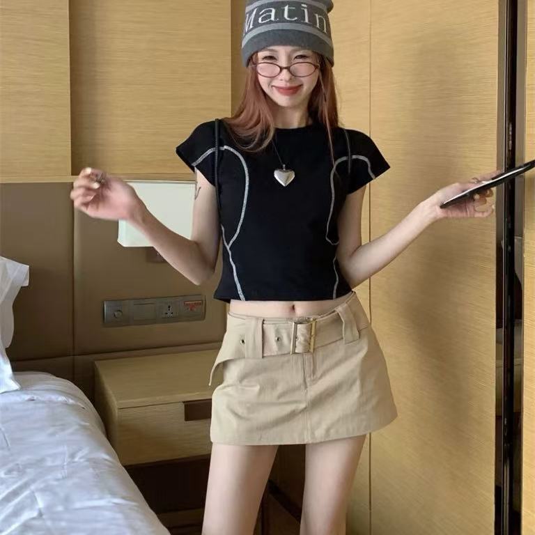 【古铜大腰带】配腰带 带内衬短裙女