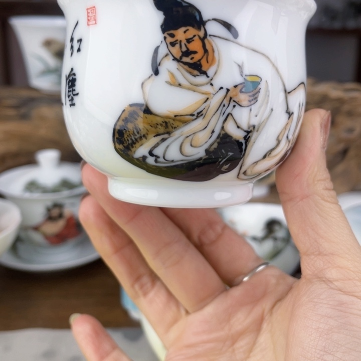 杯主人杯手绘釉下彩