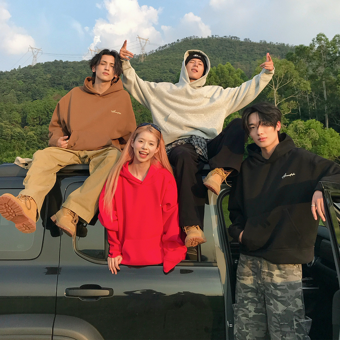 Holocene美式潮牌复古字母印花连帽卫衣情侣秋季高街重磅MC8608