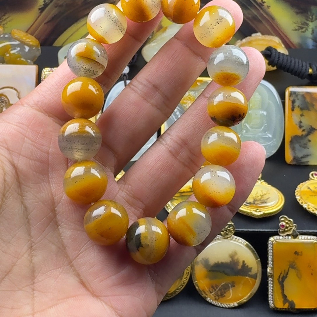 石英质玉（黄龙玉）未镶嵌手串