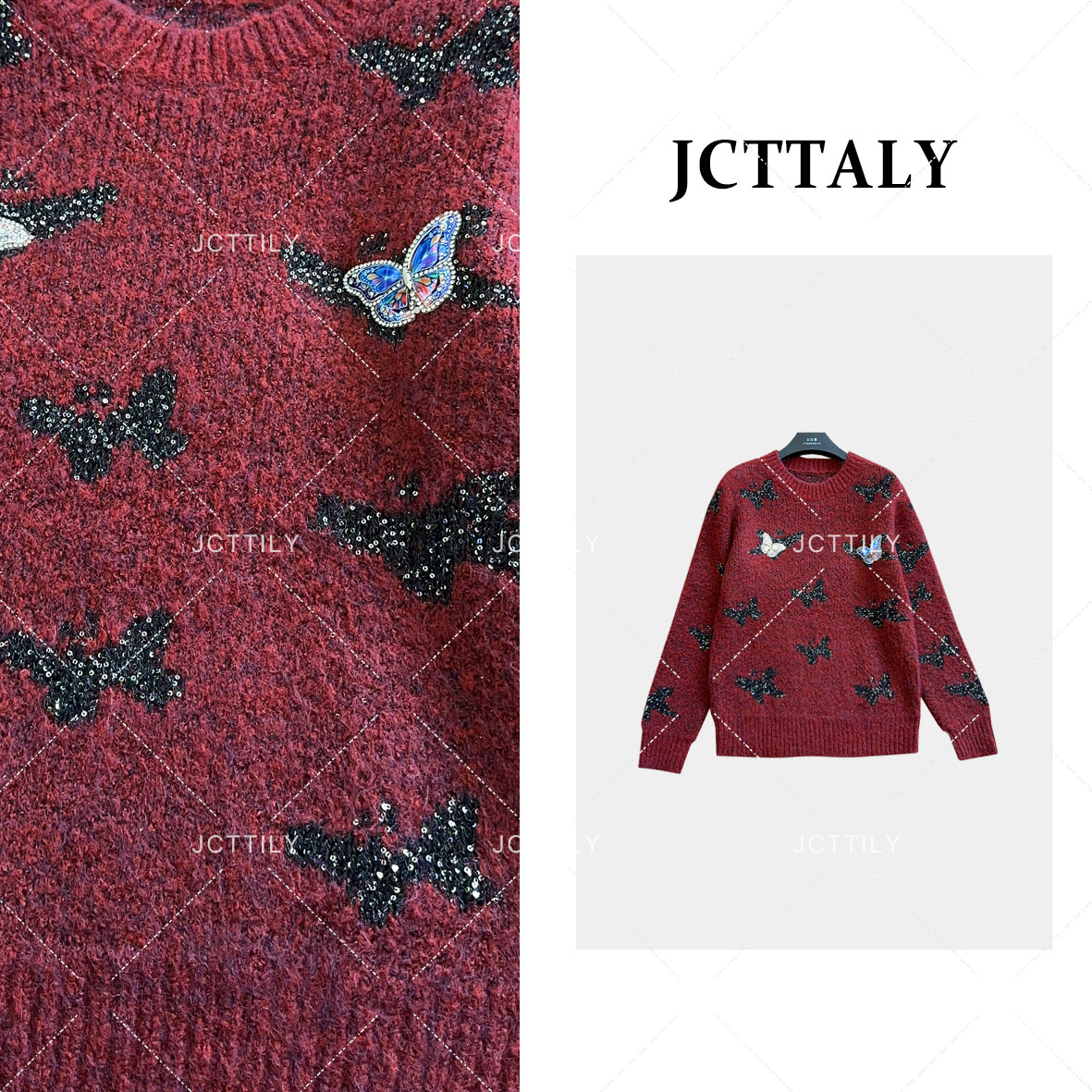 COCO设计师秋冬蝴蝶百搭气质保暖休闲毛衣针织衫JC-A2876