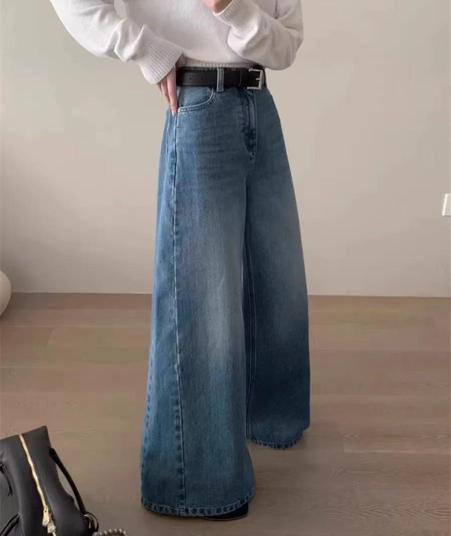 A版解构大阔腿牛仔裤2464#