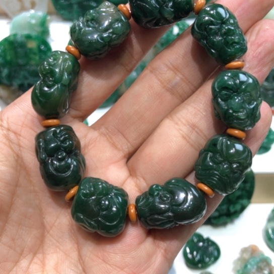 独山玉手串未镶嵌罗汉手串细料