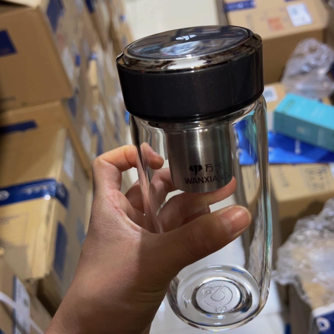 万象u270黑色单层烫手玻璃杯490➕杯套