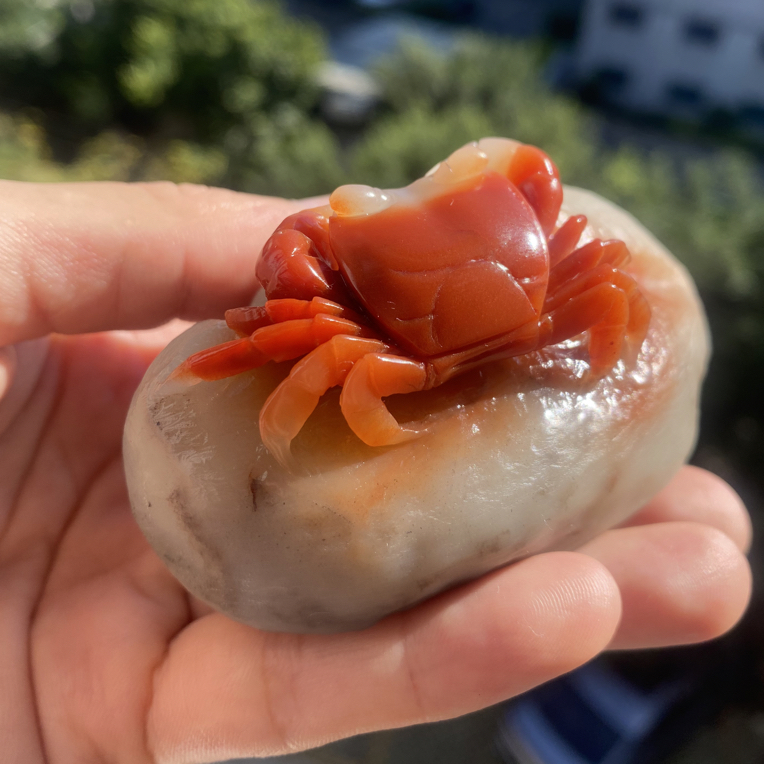 寿山石手把件摆件八方来财