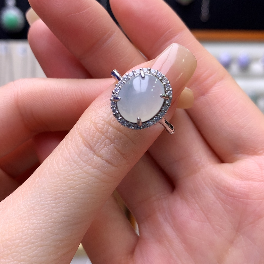 翡翠银S925镶嵌戒指18