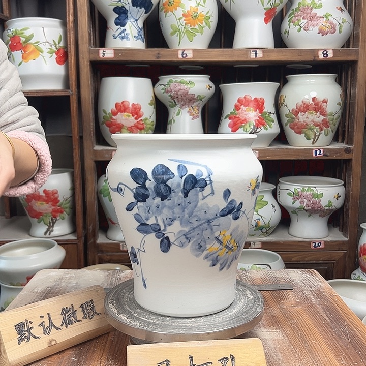 摆件小脚兰兰紫藤新款陶瓷陶瓷