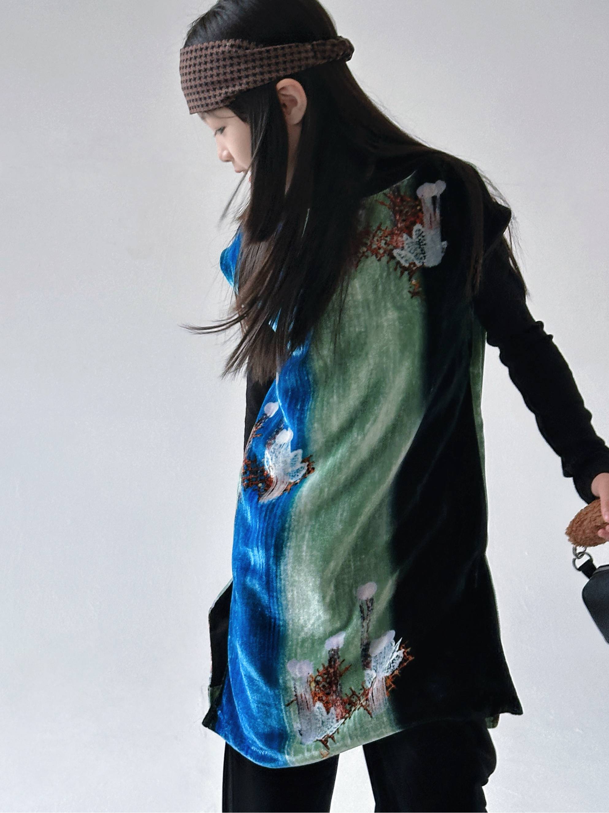 『阿那亚』小众重工渗透印100%真丝背心裙/半裙 亲子 高级限定