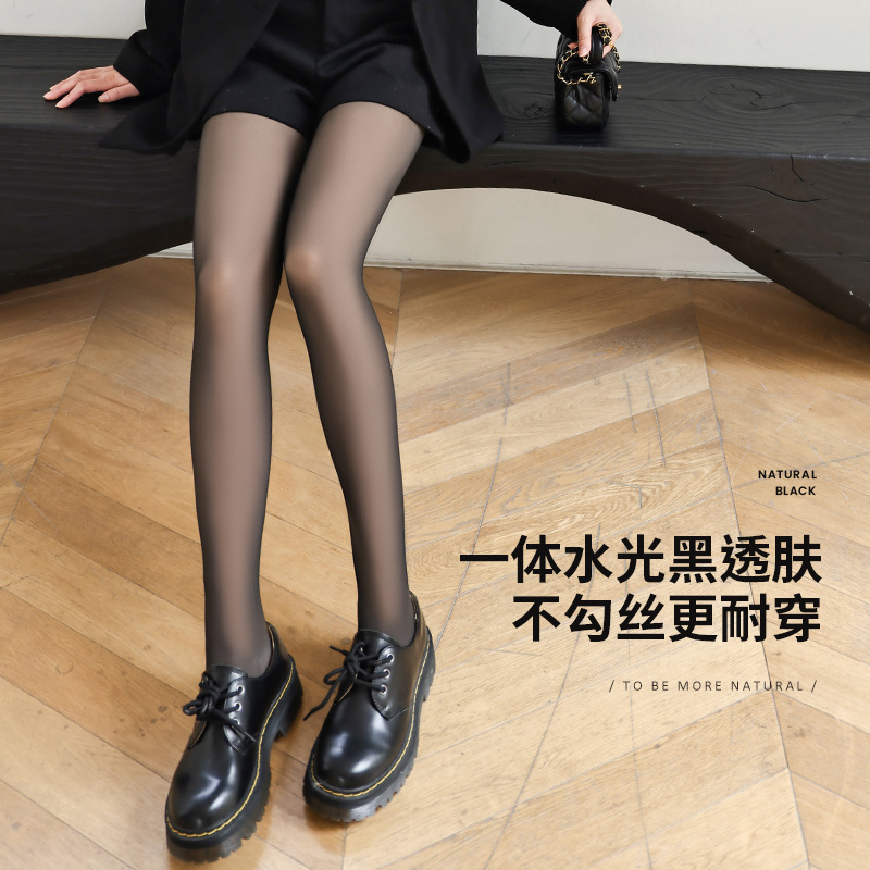 春夏新款裸感打底连裤袜黑透肤光腿神器黑丝袜女加绒单层一体水光