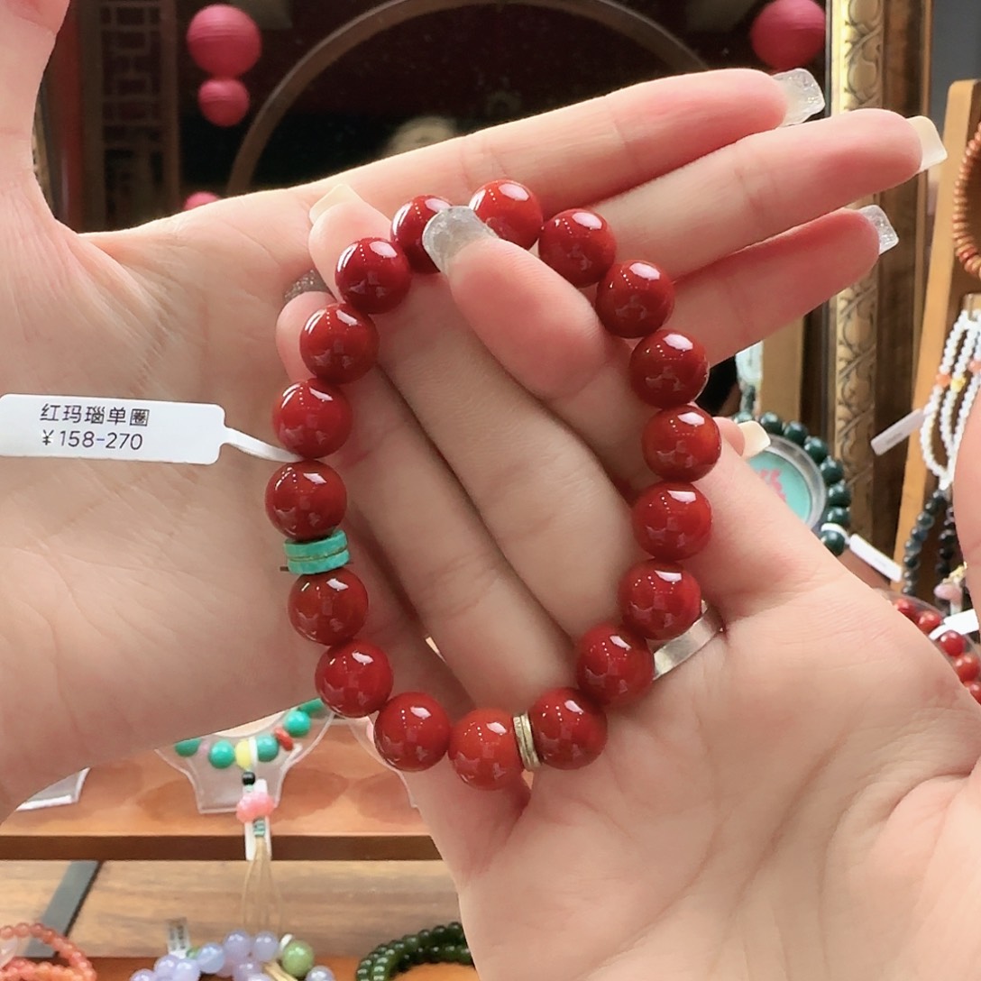 未镶嵌手链玛瑙/玉髓很*单红玛瑙