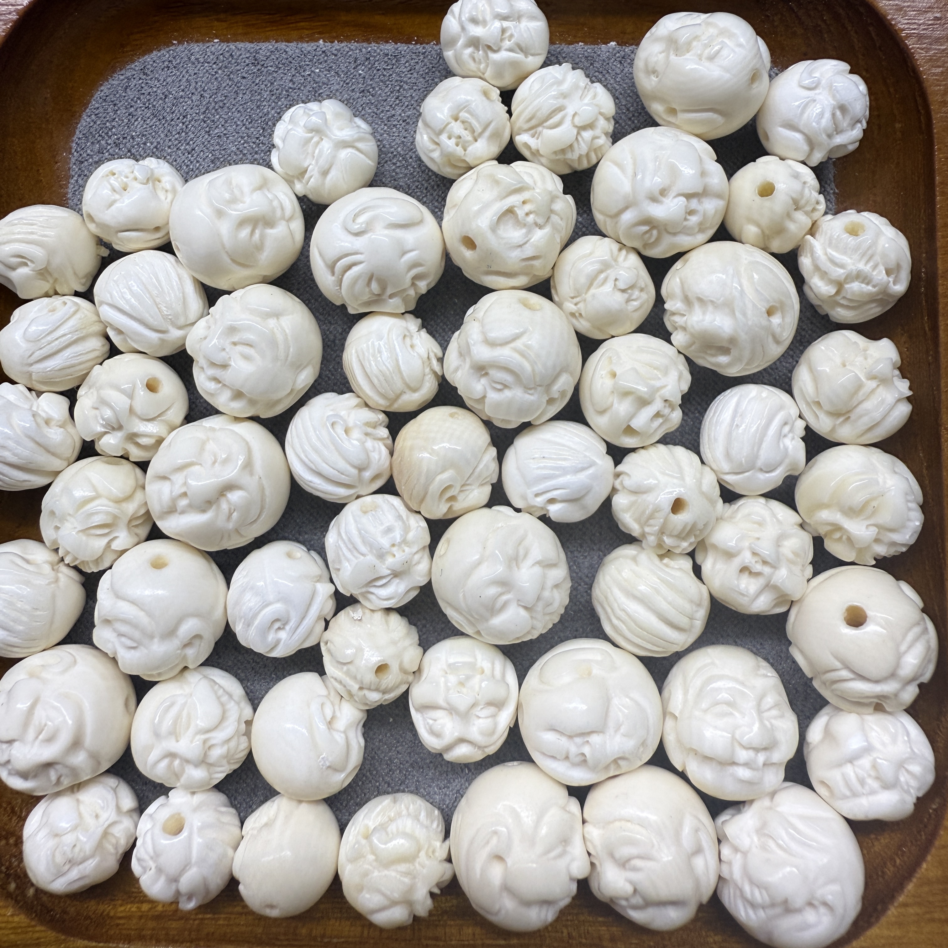 猛犸象牙十八罗汉雕刻单珠随机发一