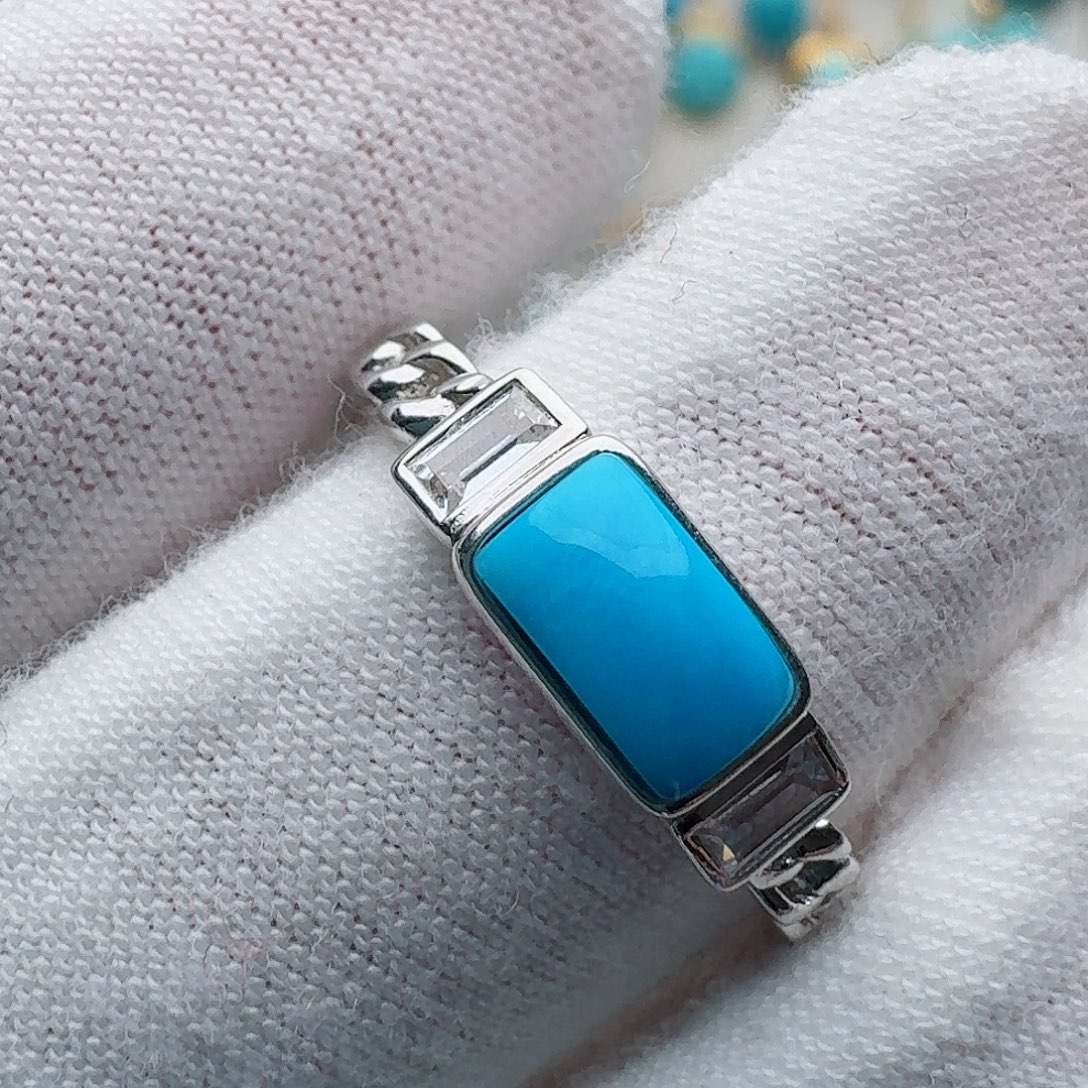 绿松石银S925镶嵌戒指