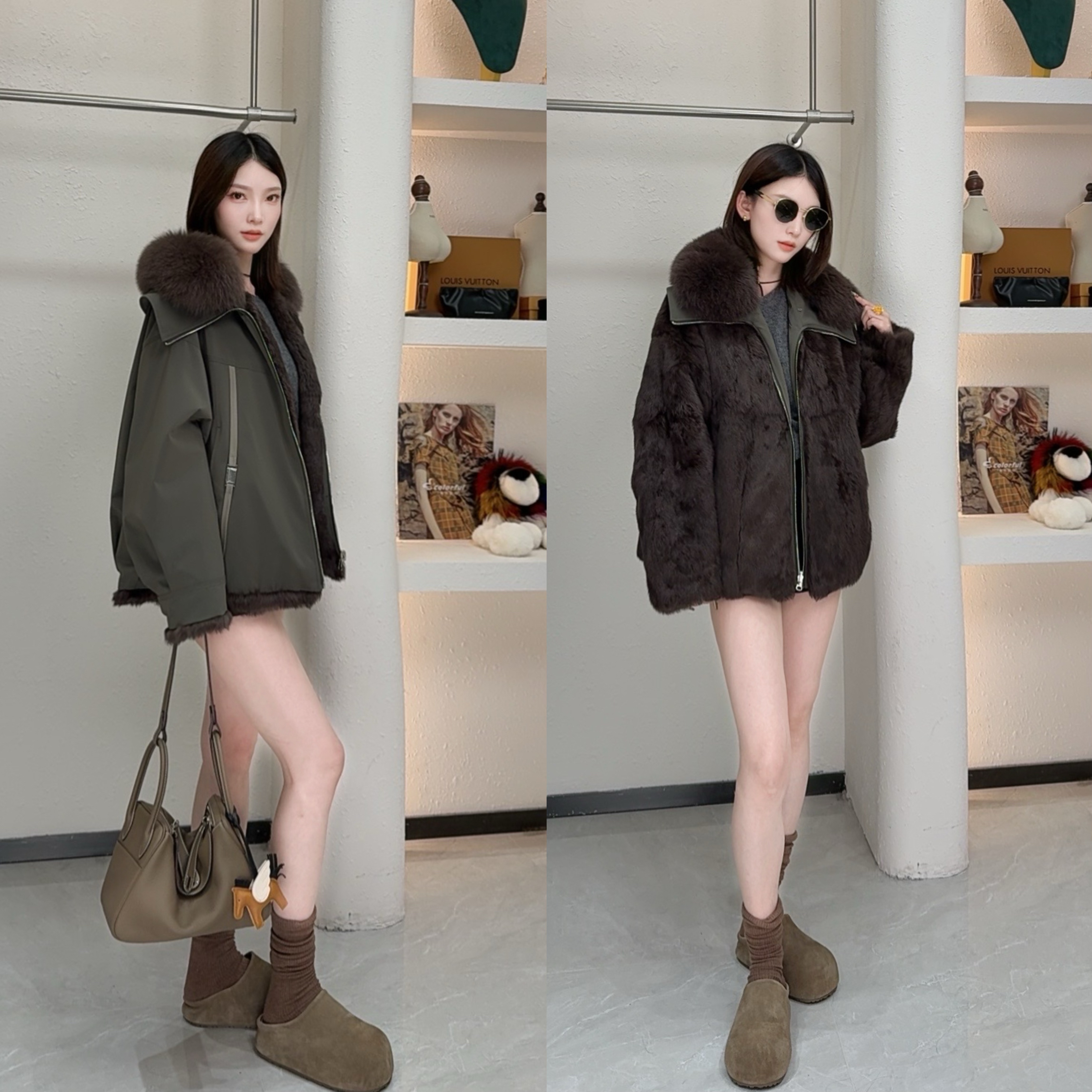 2025年冬季新款设计师原创双面穿短款加绒外套