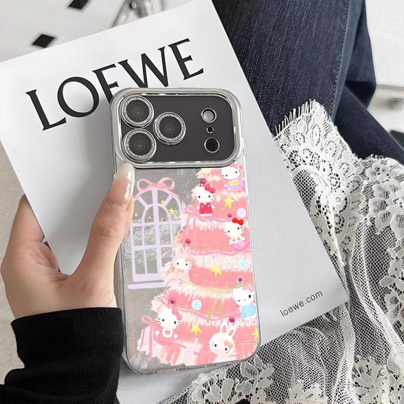 圣诞Kt猫适用于iPhone17Pro手机壳iPhone16全包15/14彩银羽纱壳14