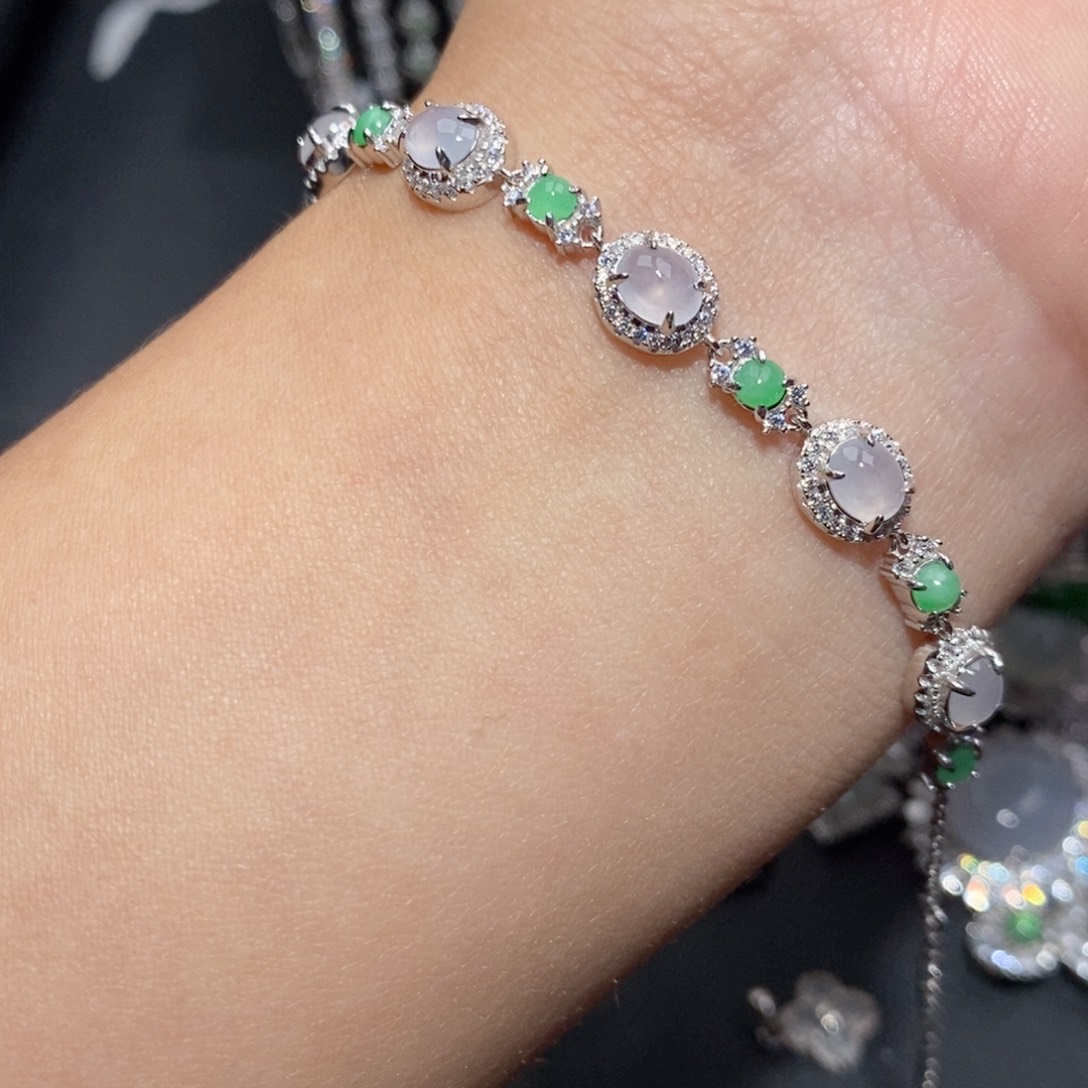 翡翠手链银S925镶嵌b k j j