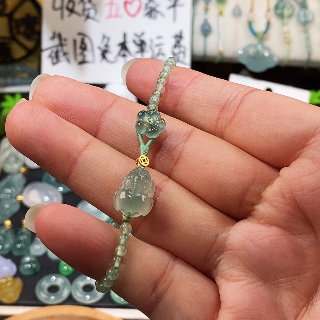 翡翠未镶嵌颈饰貔貅小米珠手链16