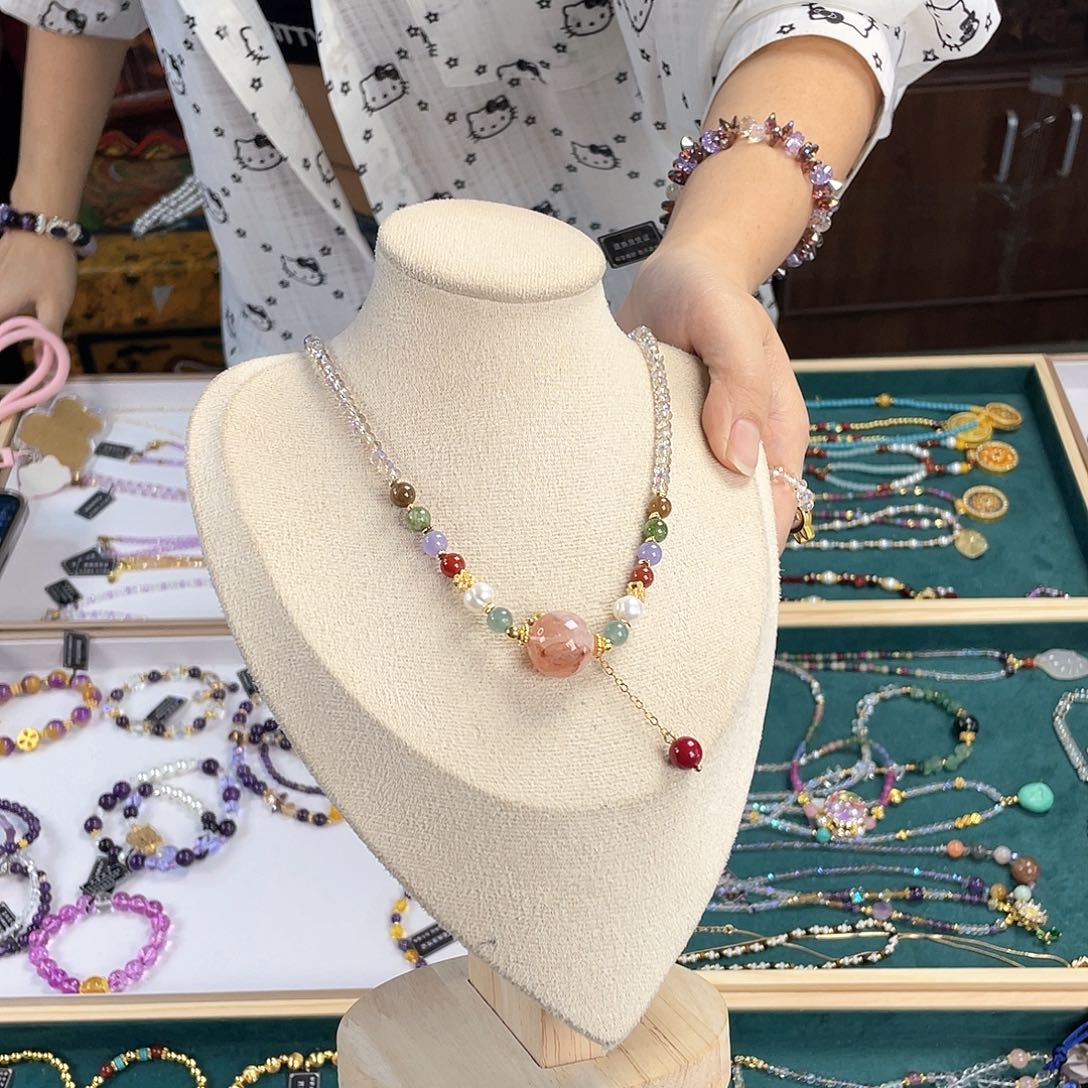 水晶手链银S925镀金镶嵌