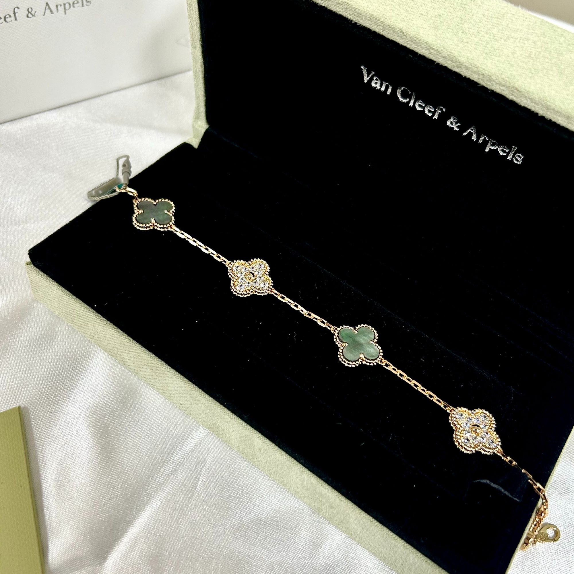 手链 法式女手链花带银色轻奢千金风气质黑色简约风经典