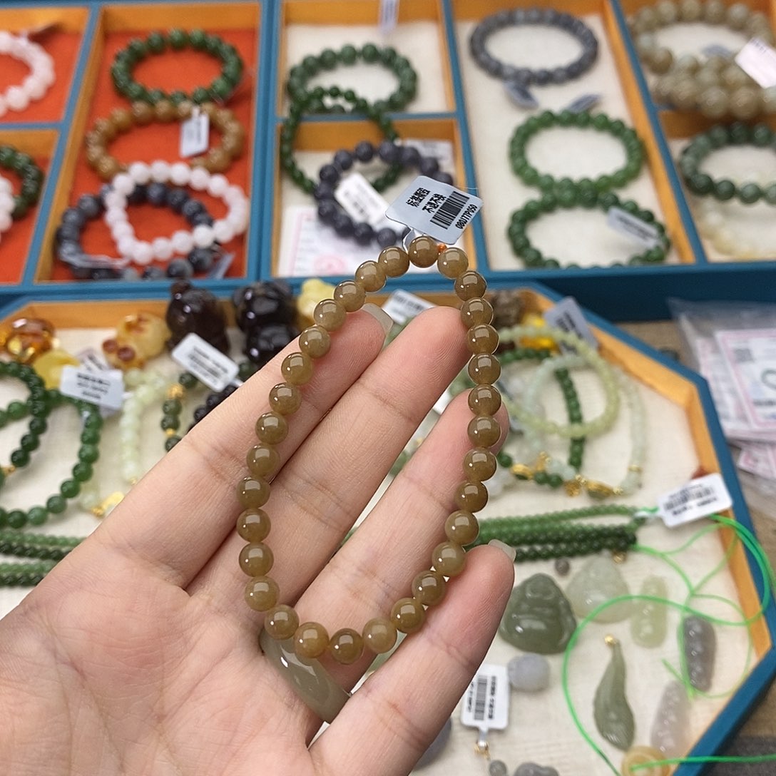 和田玉未镶嵌手链w17且末蜜糖6mm