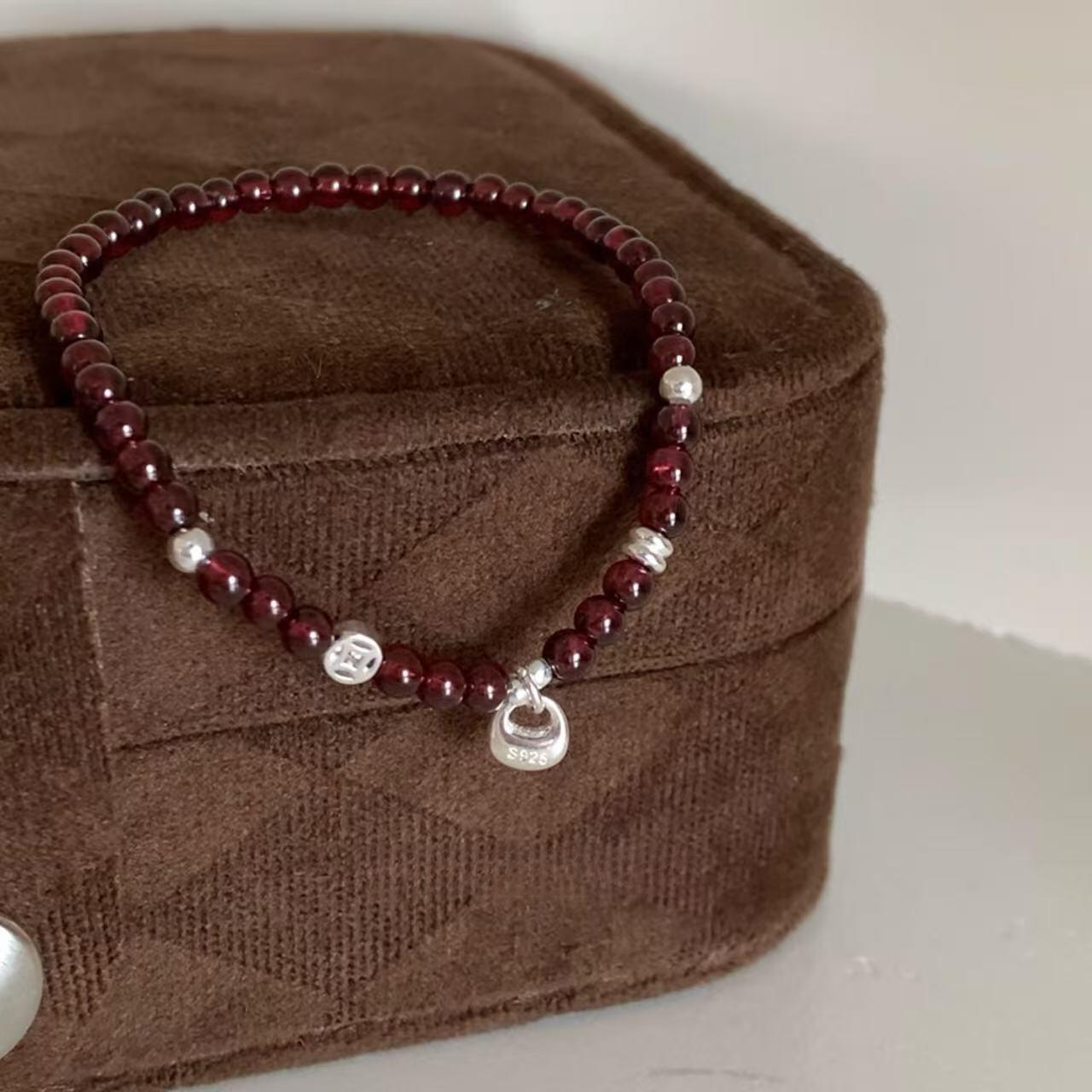 925银手链 纯银钱币手串新中式小众简约串珠手饰手链