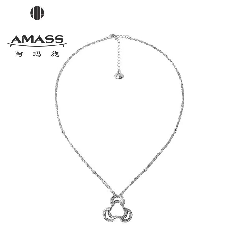 AMASS/阿玛施 铜合金锆石吊坠 设计款"生生不息"双层项链590065
