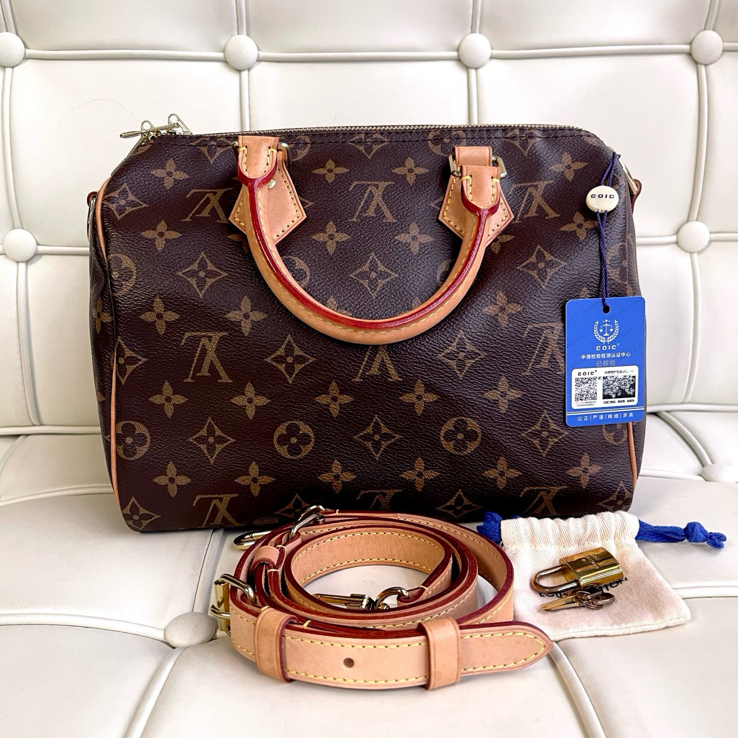 95新 LouisVuitton/路易威登 120164 lv老花speedy25斜挎包