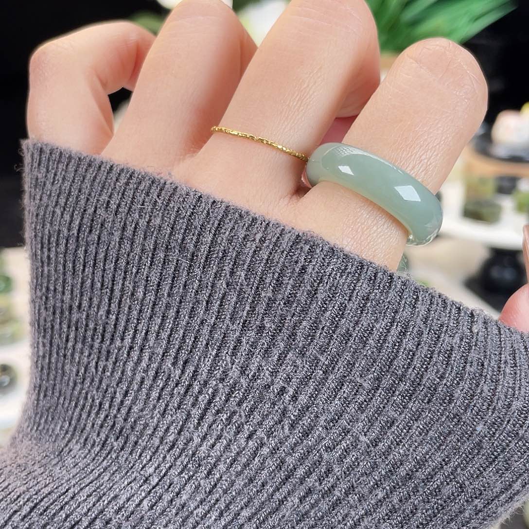 和田玉未镶嵌戒指E27俄蓝轮胎18