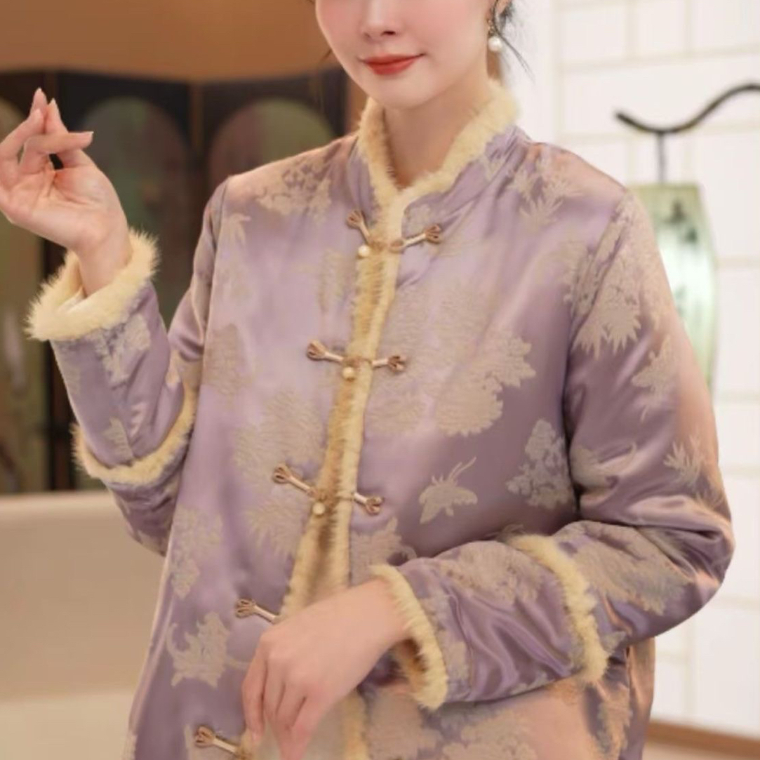 新中式国风改良女气质新版加厚外套时尚爆款中国风立领冬款