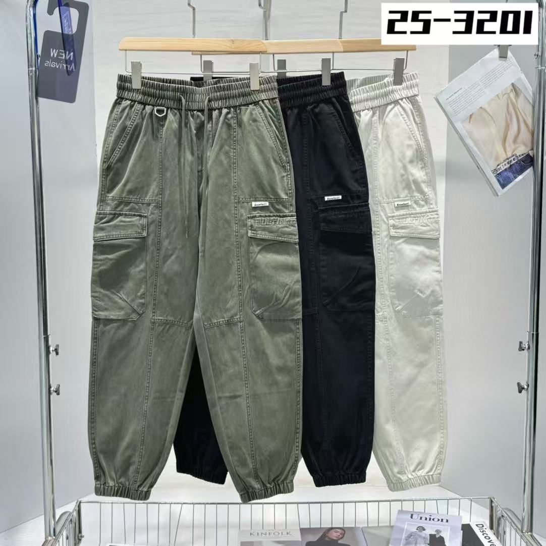 【夏季新款】3201/夏季新款百搭时尚休闲男士洗水工装休闲束脚裤