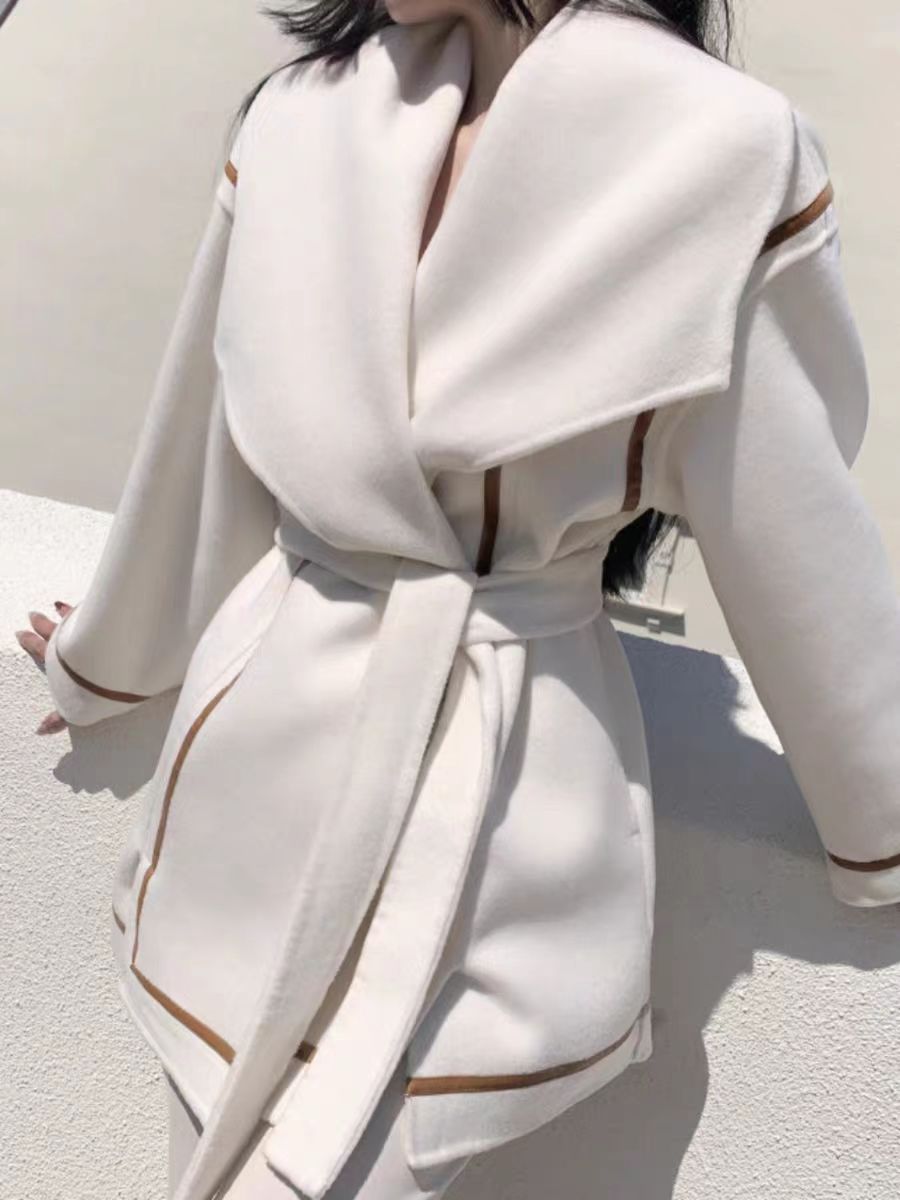 【粉丝专享】宽松型长款法式加厚羊毛双面呢外套秋冬气质长袖