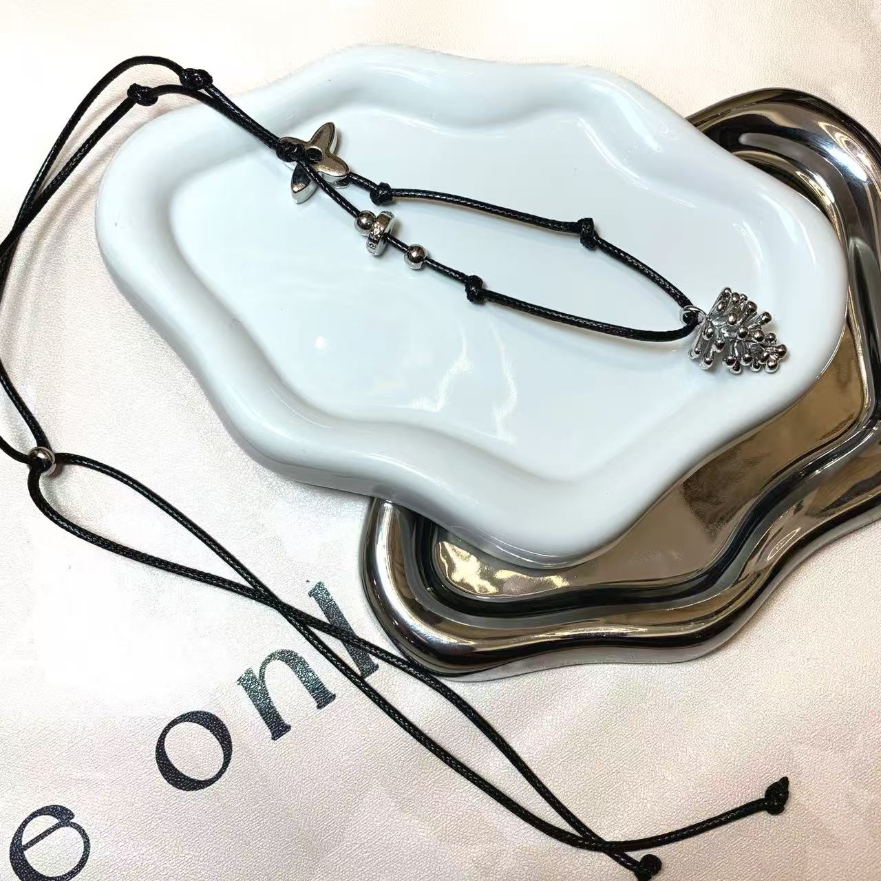 非金属棉绳项链 简约韩系松果黑色毛衣链XL020饰品