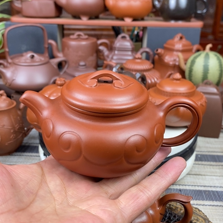 紫砂茶壶仿古如意120-220cc原矿赵庄朱泥