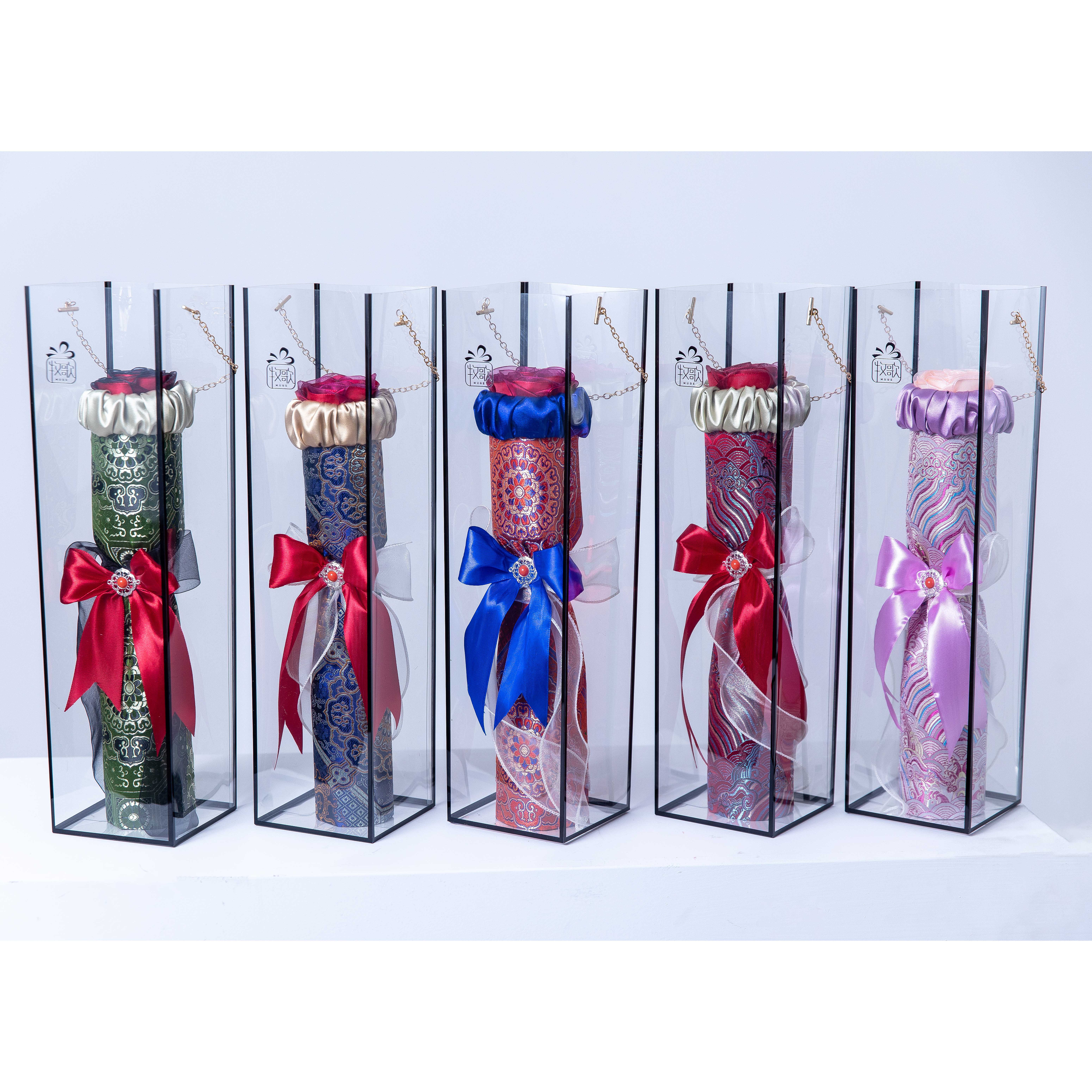 02/单束玫瑰/绸缎包装民族风花束