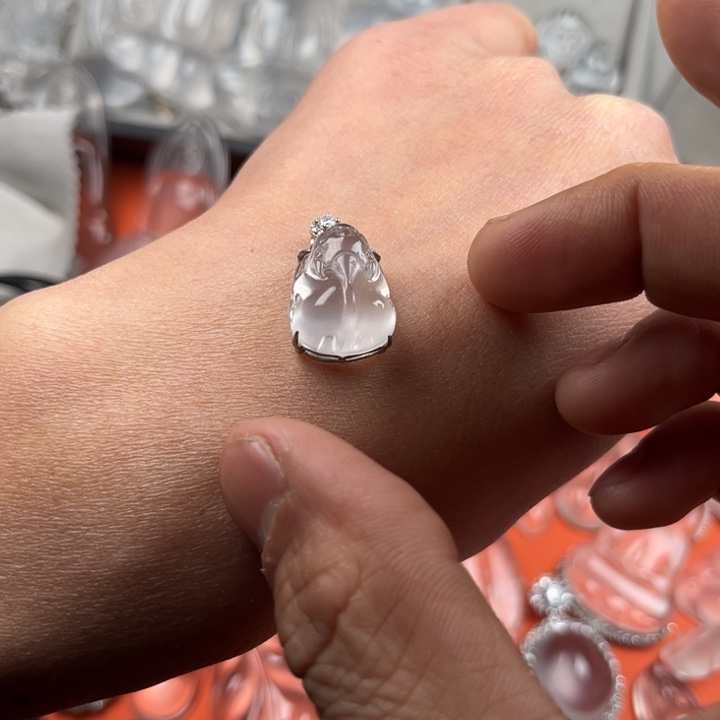 石英质玉银S925镶嵌颈饰