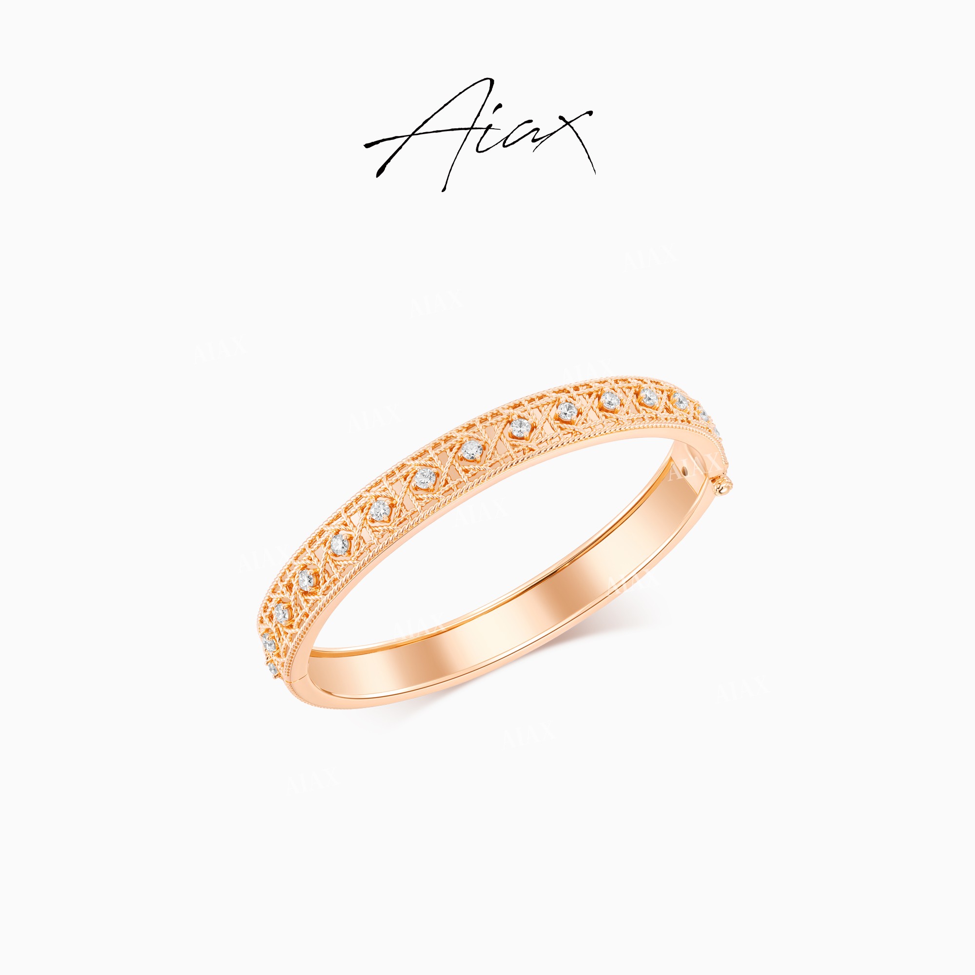 AIAX 出游季【夏上新】【步步升腾】轻奢菱形滕格纹镶嵌手镯TSS7947