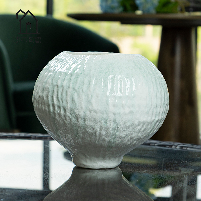 《冰岛圆融》景德镇新中式家居摆件百搭中古鲜花复古高级感陶瓷花瓶