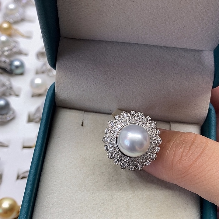 海水珍珠戒指银S925镶嵌