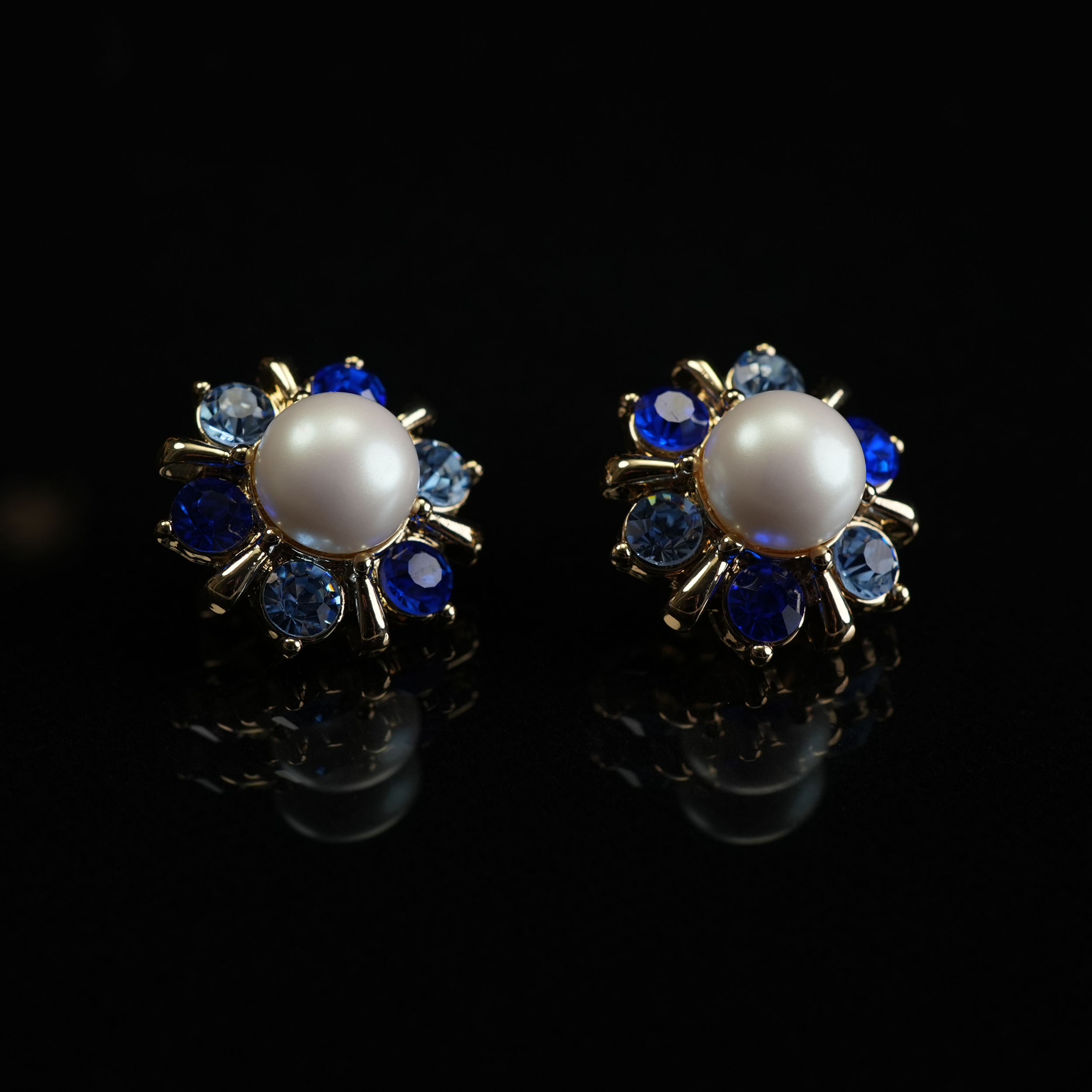 铜合金仿珍珠耳饰 时尚百搭简约粉色仿珍珠耳钉~7717