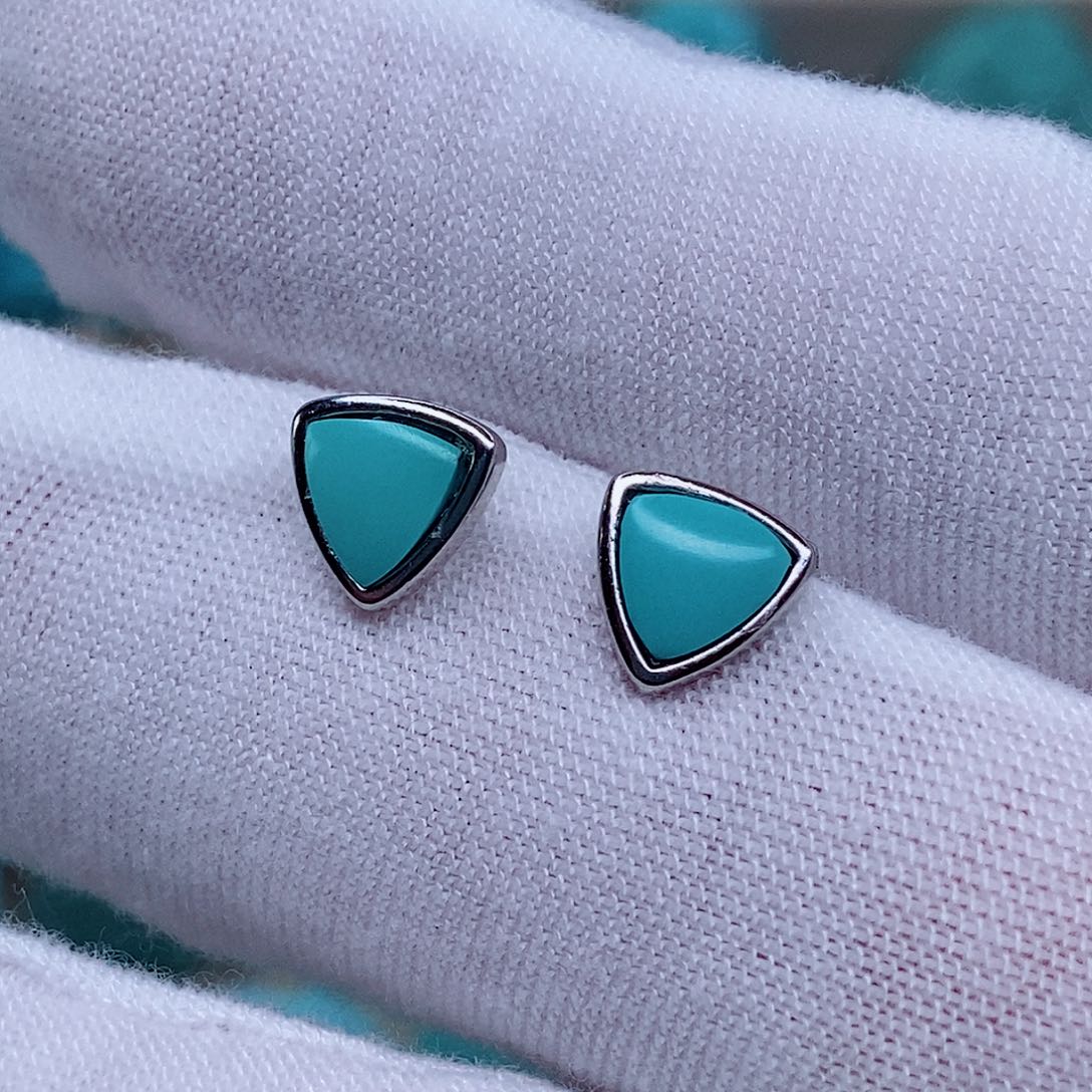 绿松石耳饰银S925镶嵌