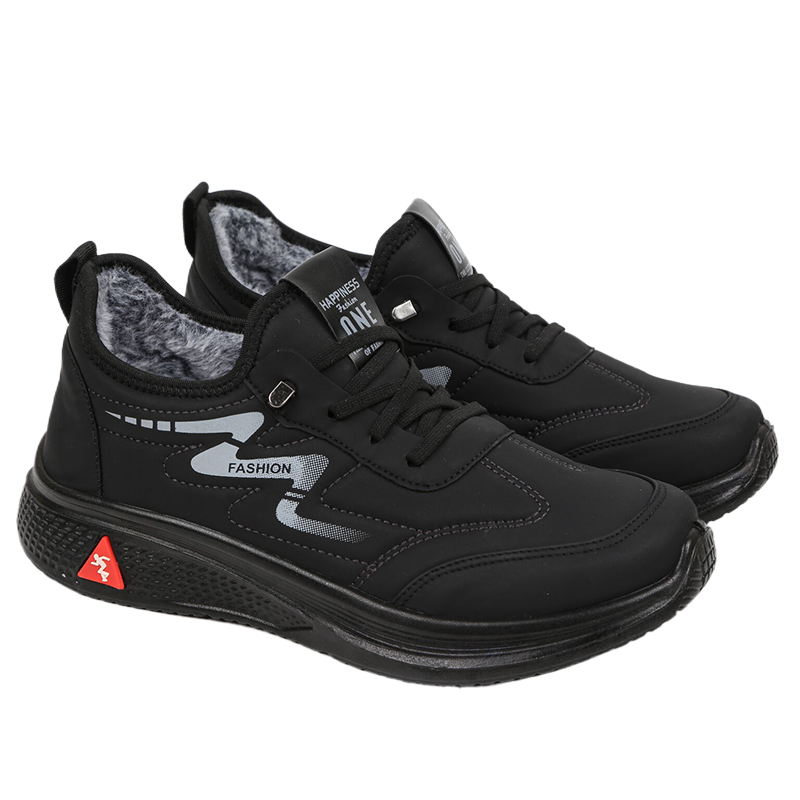 黑色男款689磁能加绒舒适按摩鞋中老年组合