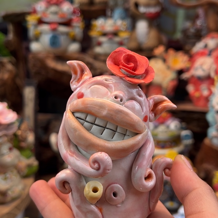 陶摆件小镇青花每日有新品