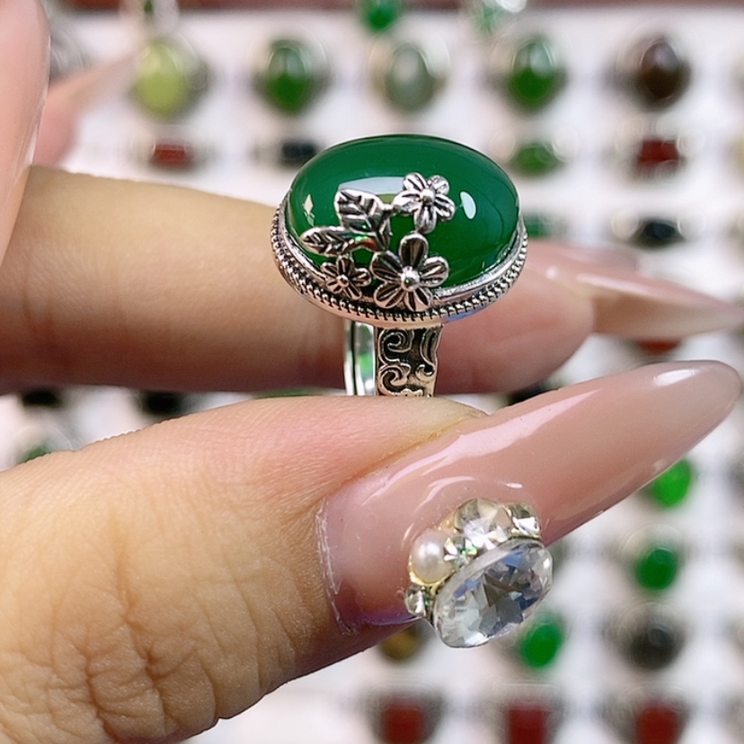 【闪购商品】银S925镶嵌戒指玛瑙/玉髓微***使