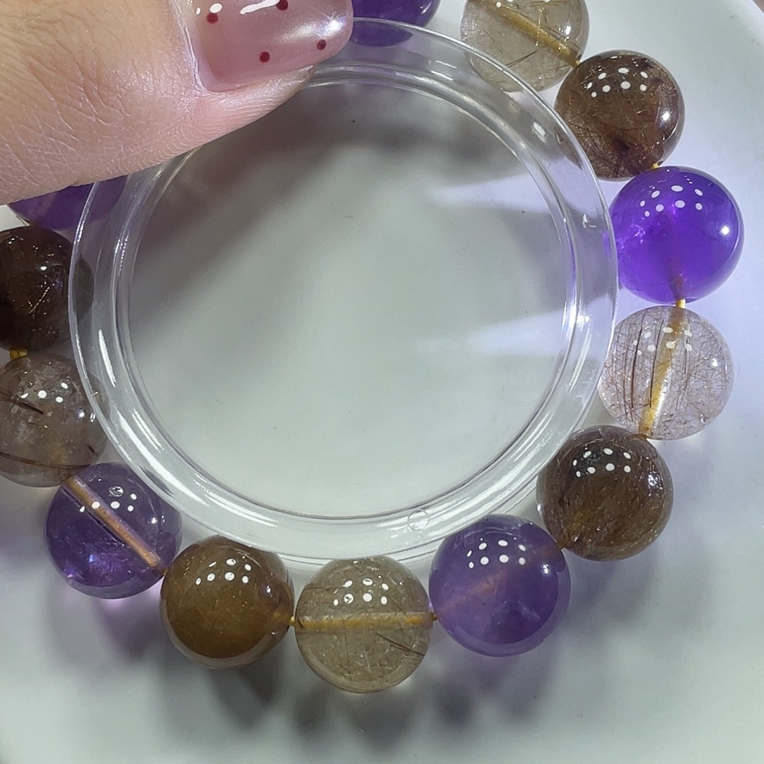 水晶手串未镶嵌紫葡萄泡泡猪13-14Ｍ