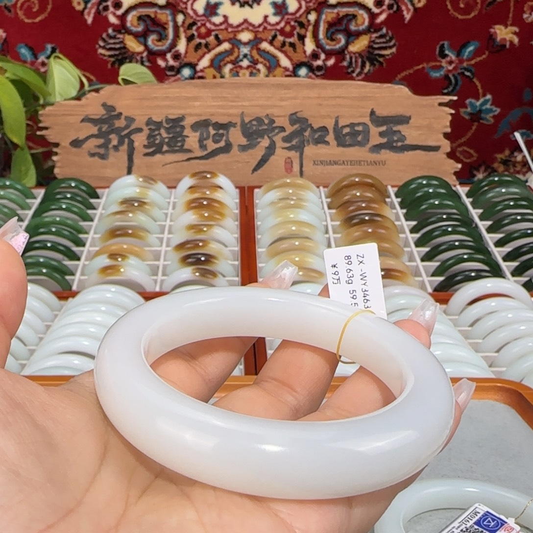 和田玉未镶嵌手镯天然新疆和田玉羊脂白玉厚装手镯老熟条宽13+