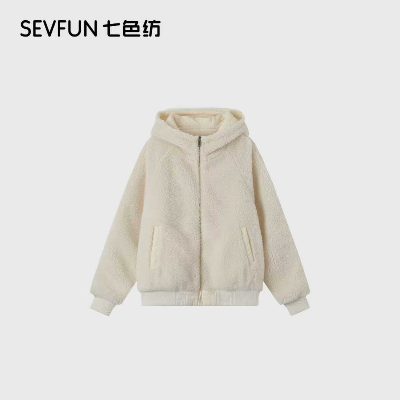 七色纺【彬彬BinBin】两面穿短款羔羔毛外套女秋冬季短外套QSF-1192