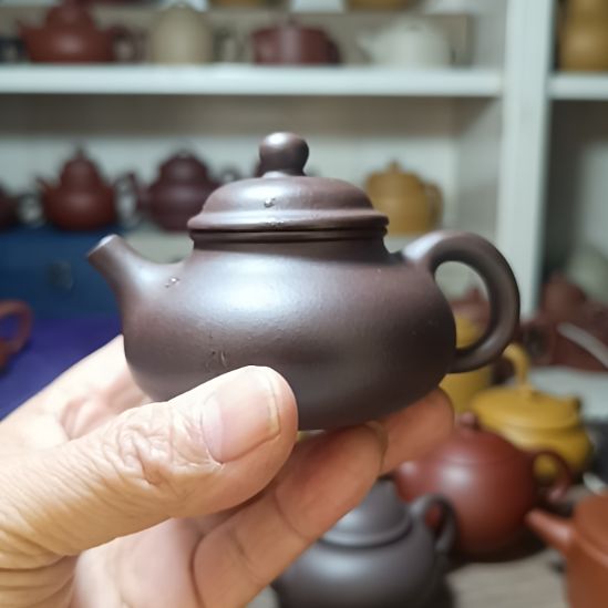 紫砂茶壶原矿紫泥容天内推160cc半手工
